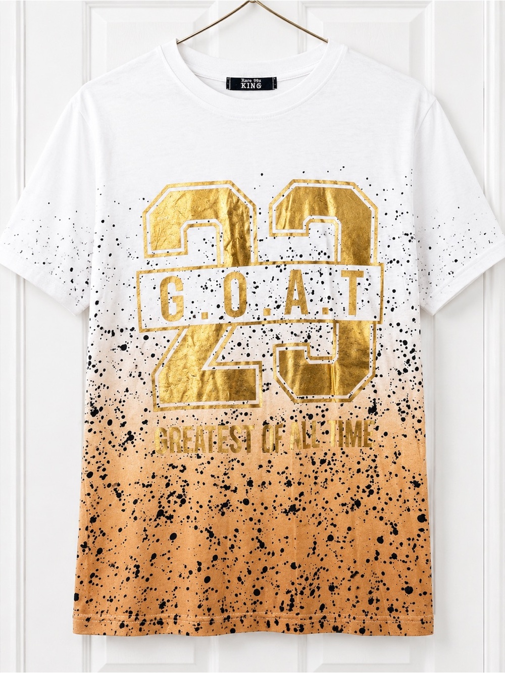 Kids GOAT 23 Short Sleeve Tee - White & Gold Ombre